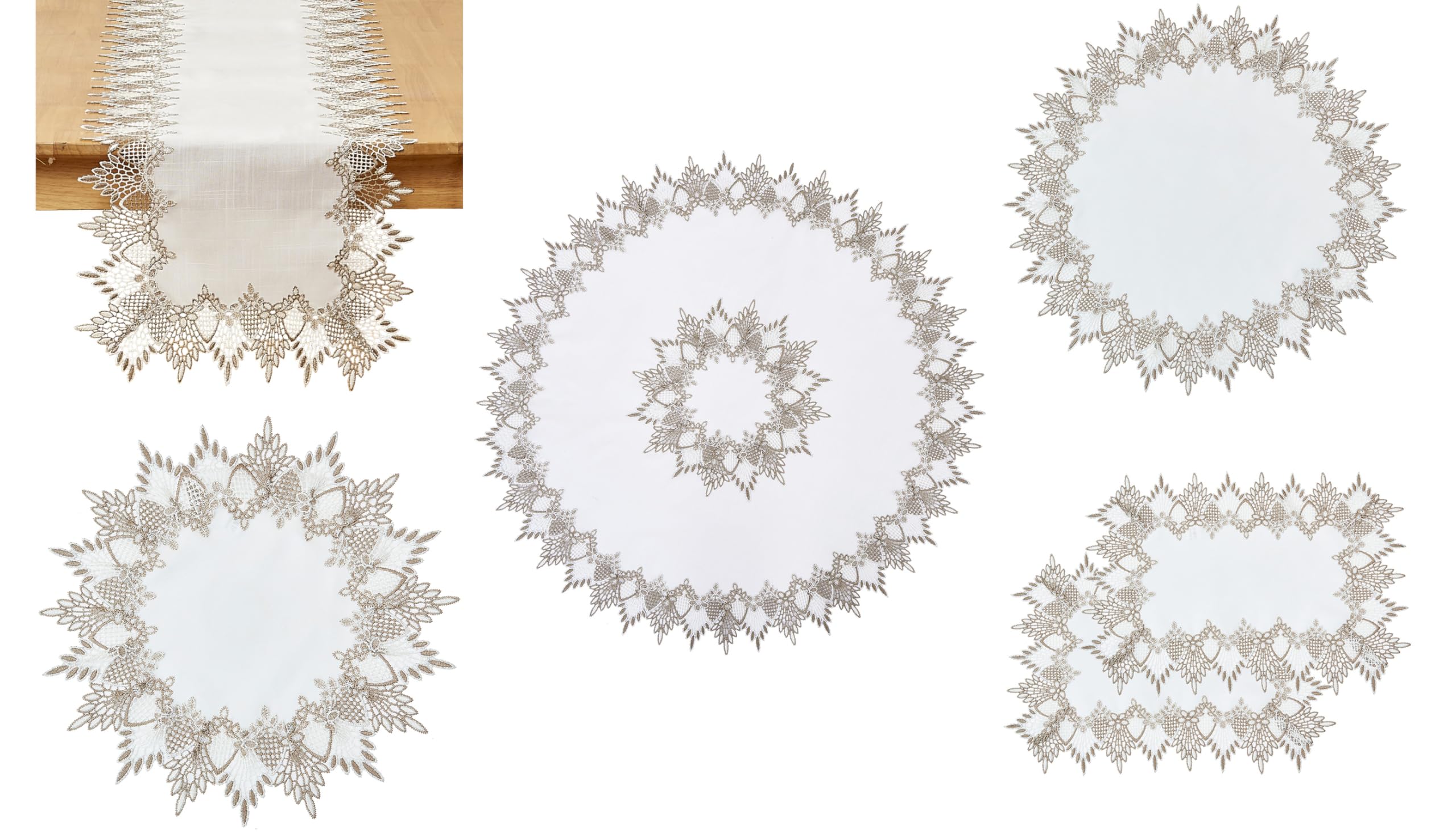 White Lace Table Runner & Placemat Set