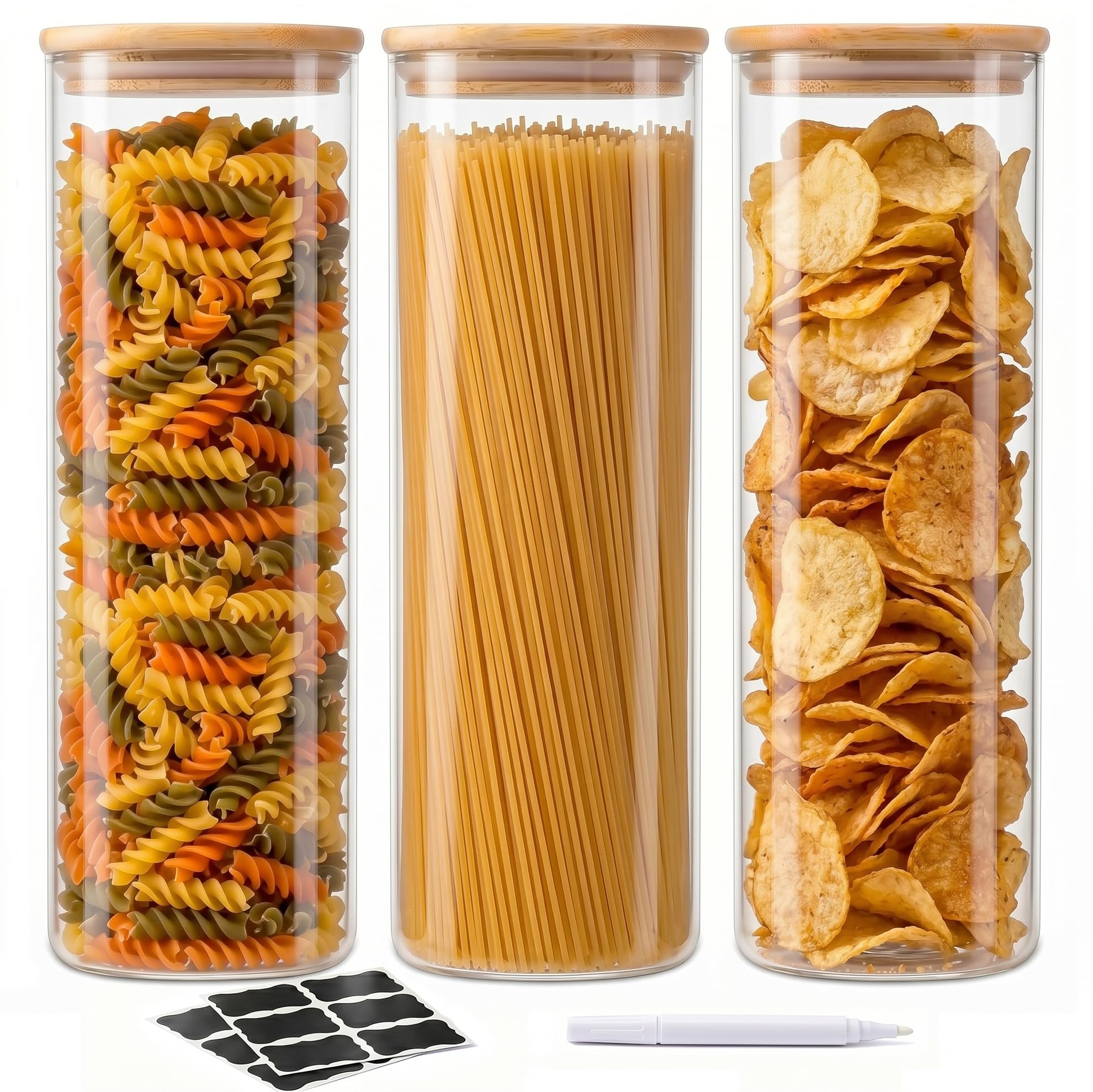 Glass Airtight Storage Jar Set with Bamboo Lids