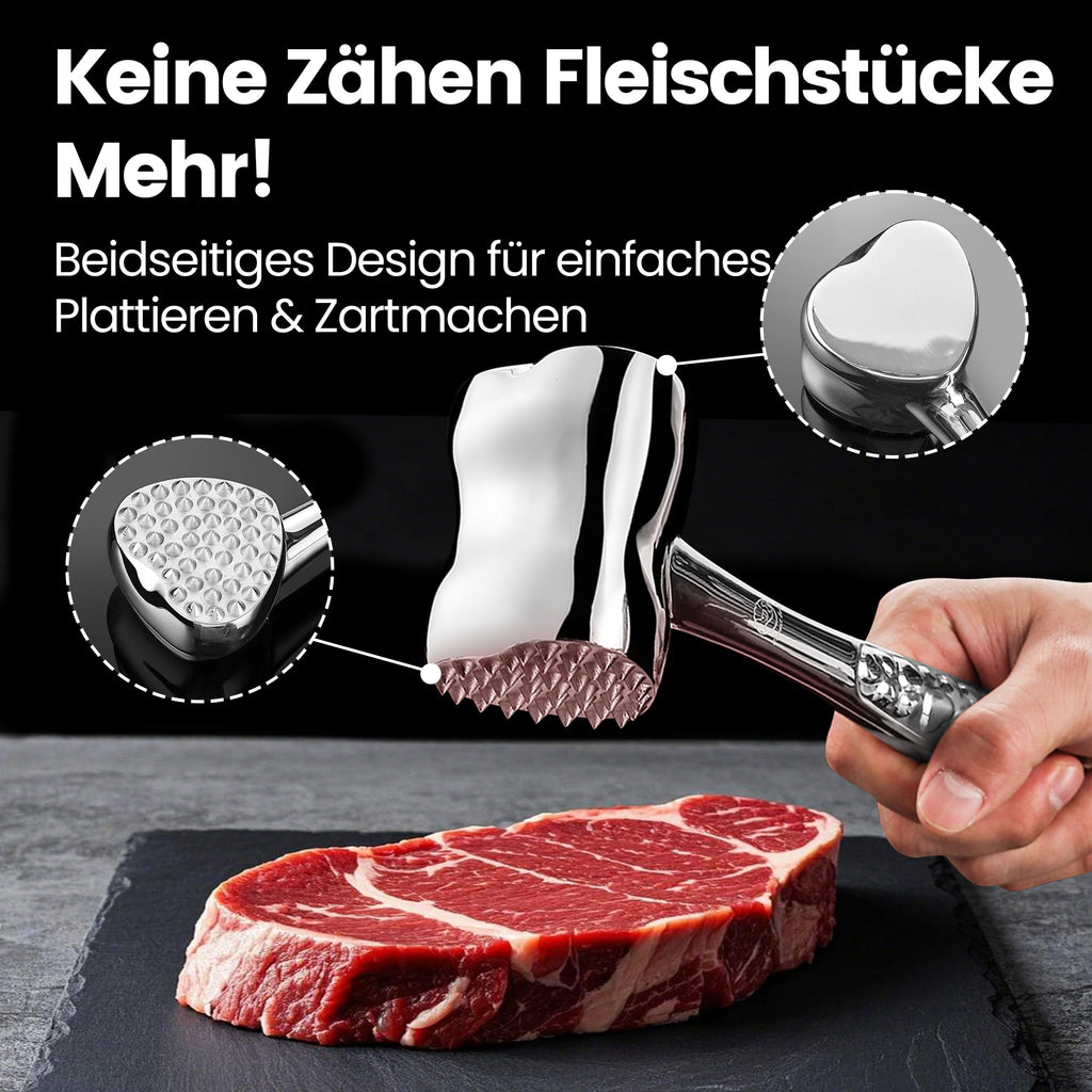 3-Piece Kitchen Prep Tool Set: Meat Tenderizer, Garlic Press & Strainer