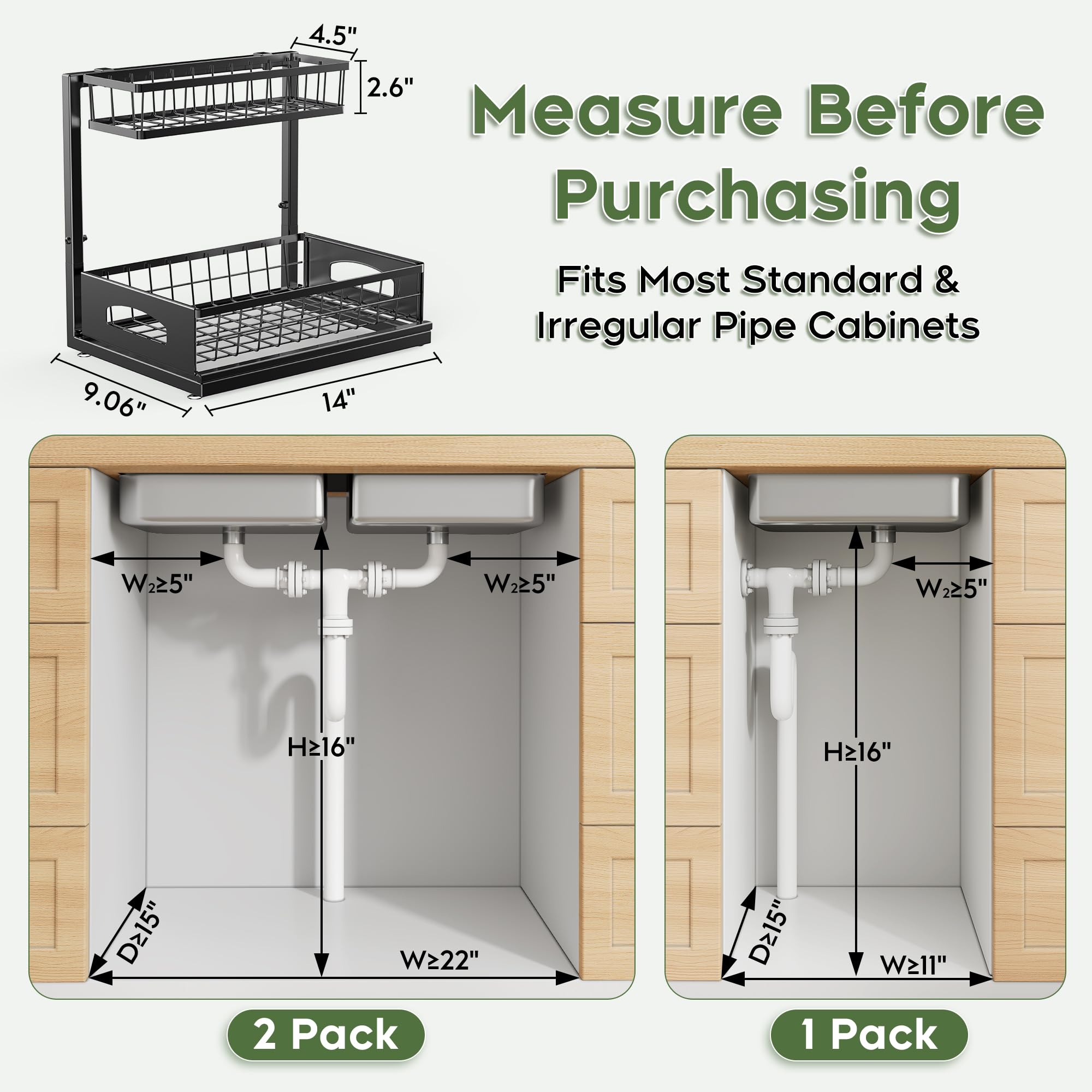 2-Tier Adjustable Pull-Out Under Sink Organizer