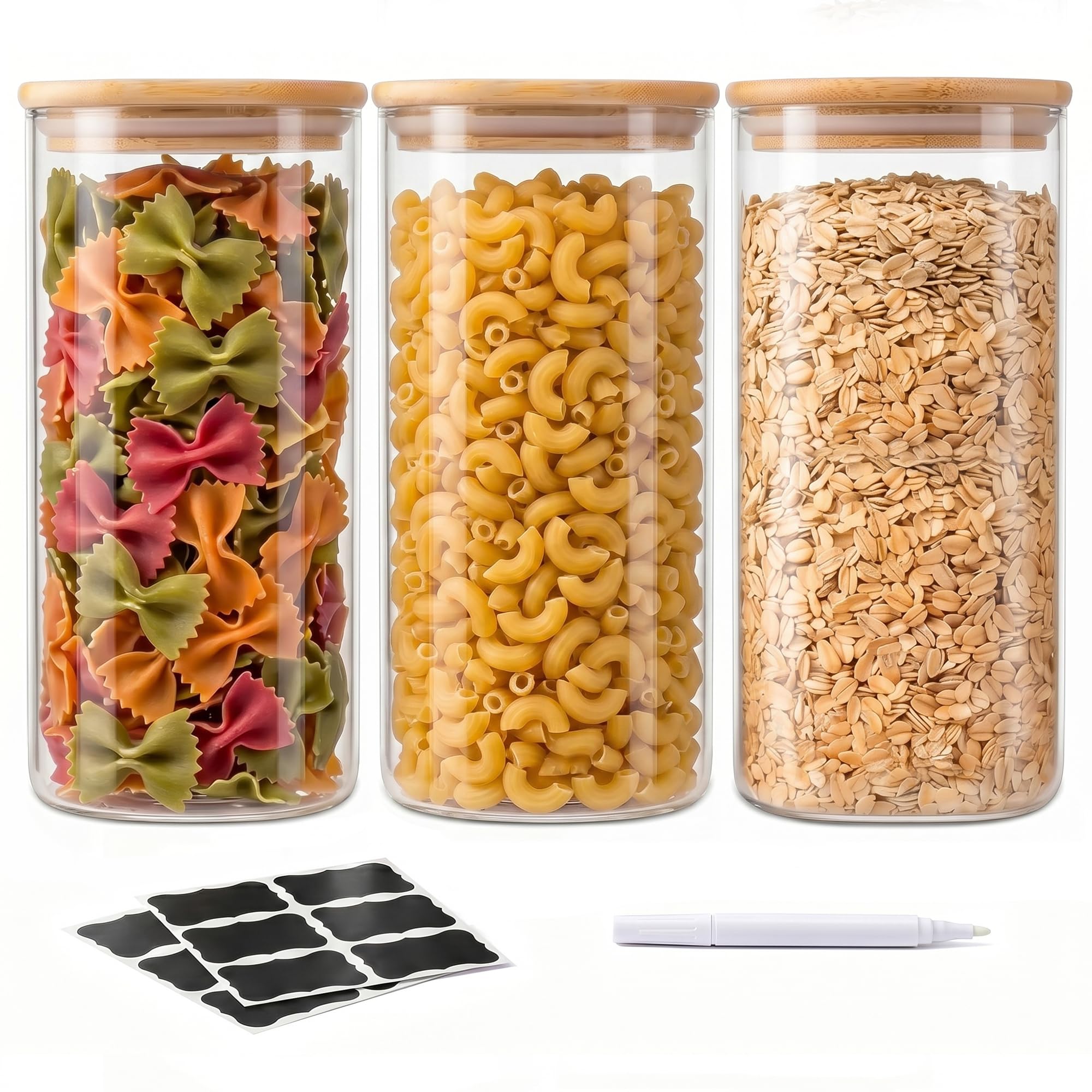 Glass Airtight Storage Jar Set with Bamboo Lids