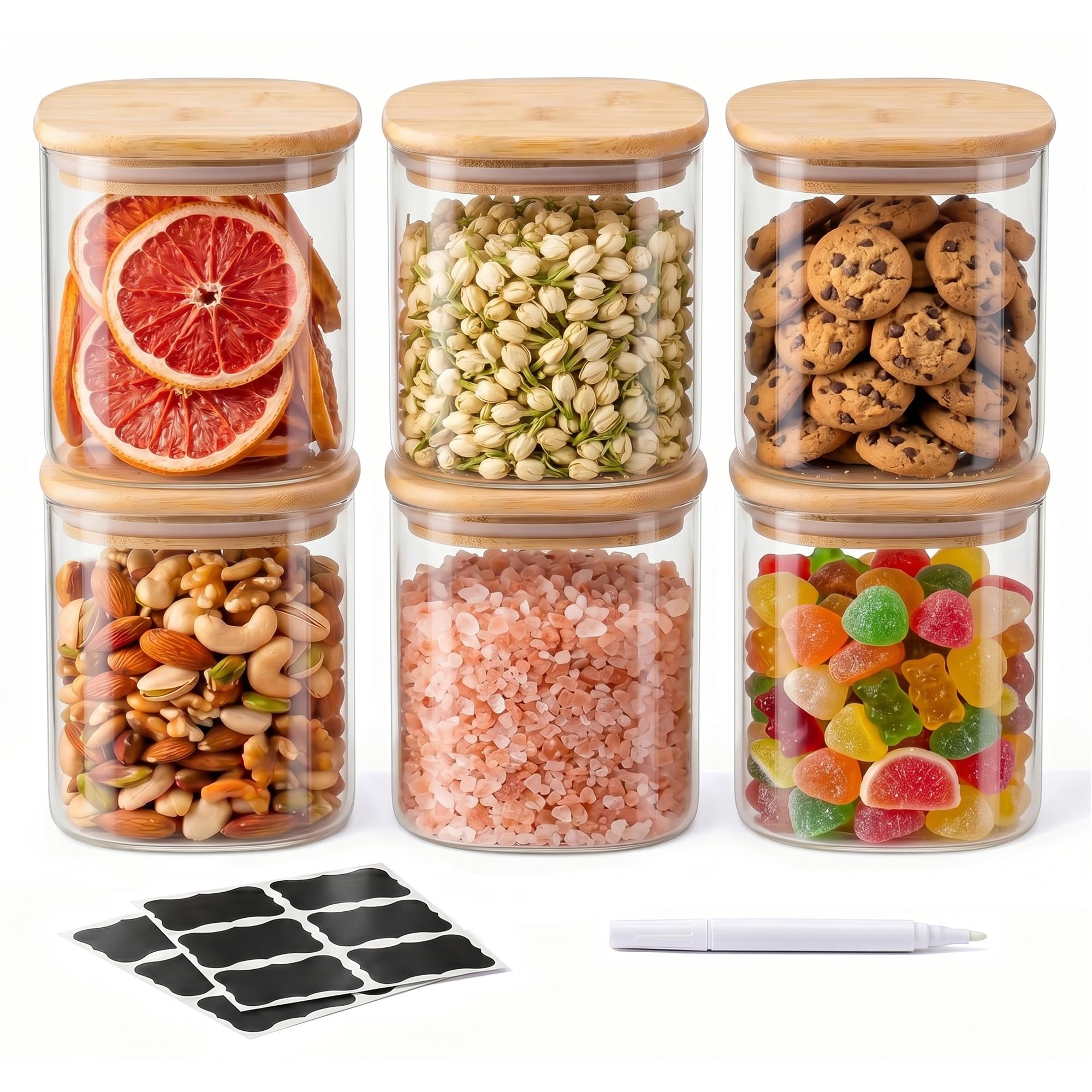 Glass Airtight Storage Jar Set with Bamboo Lids