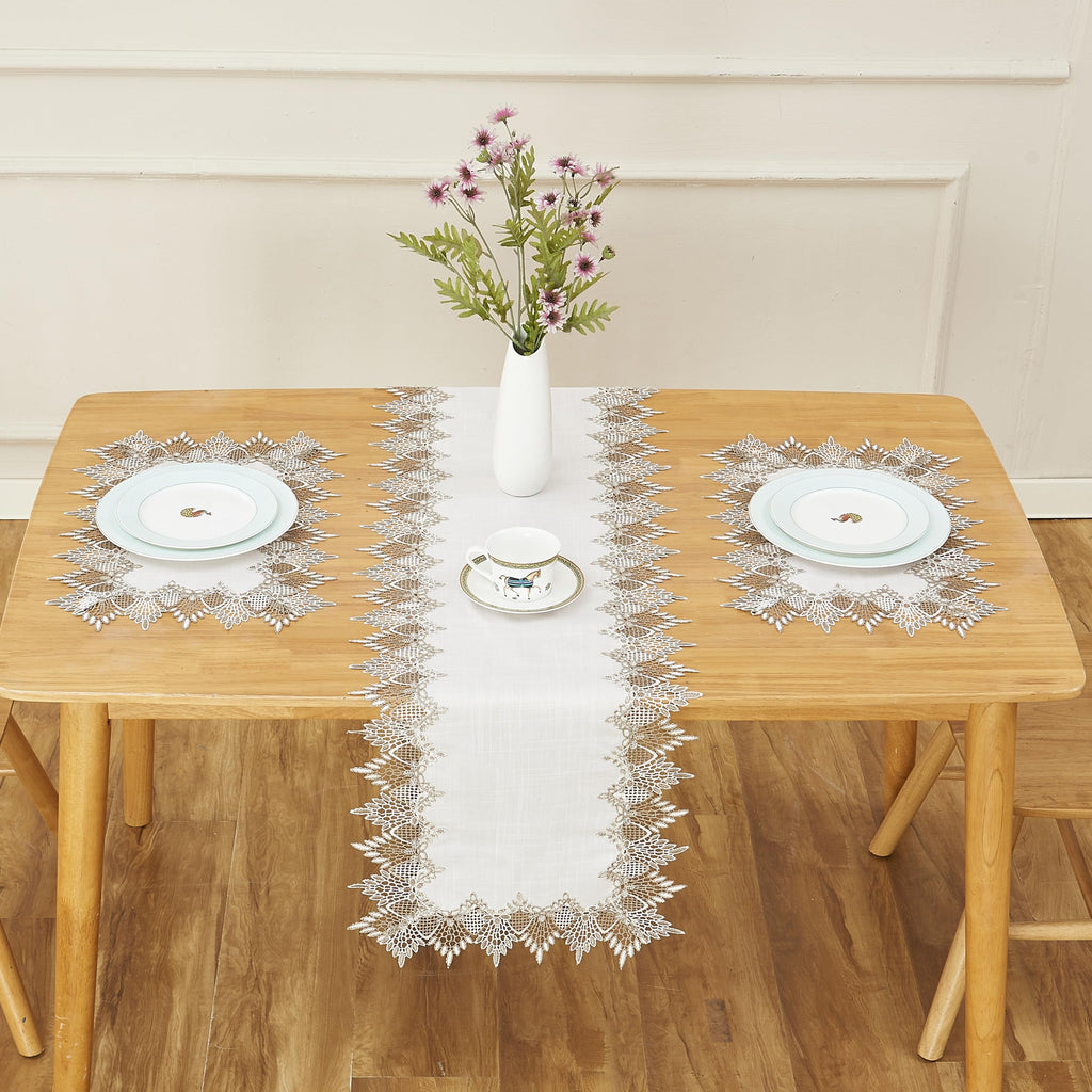 White Lace Table Runner & Placemat Set