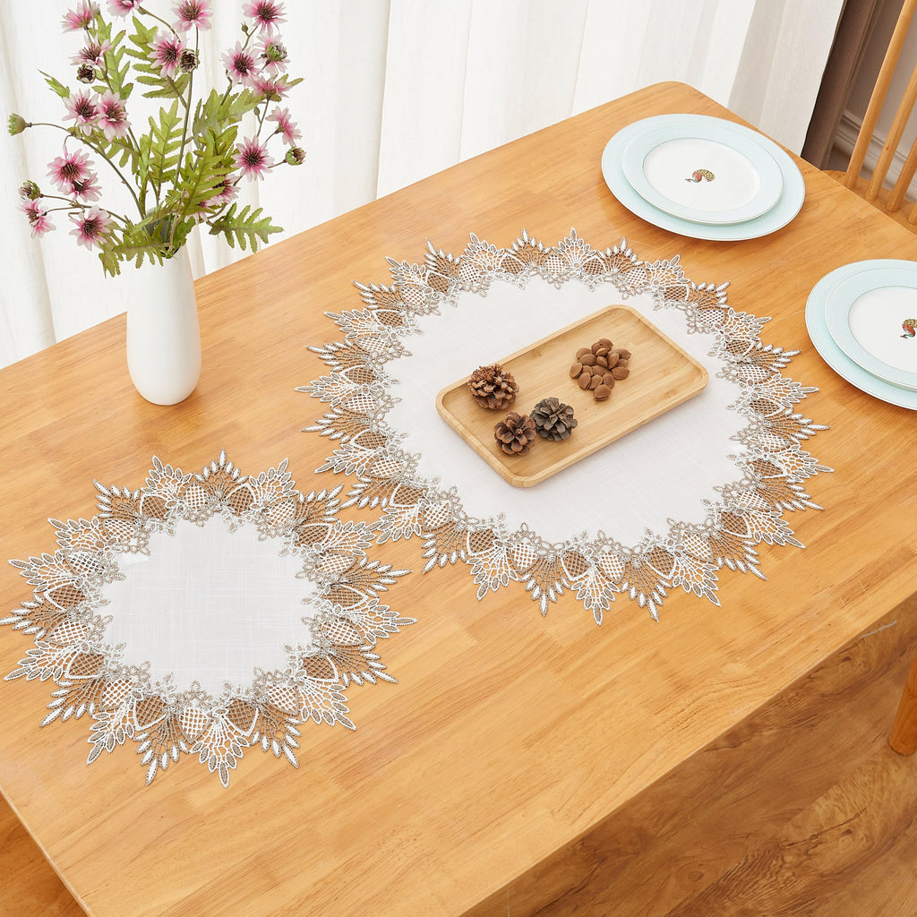 White Lace Table Runner & Placemat Set